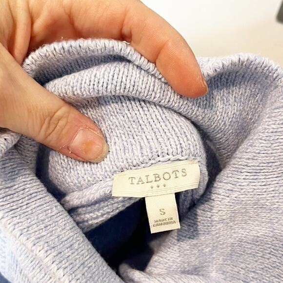 Talbots Button Front Ribbed Breton Long Sleeve Pullover Sweater Blue Small - Picture 3 of 7